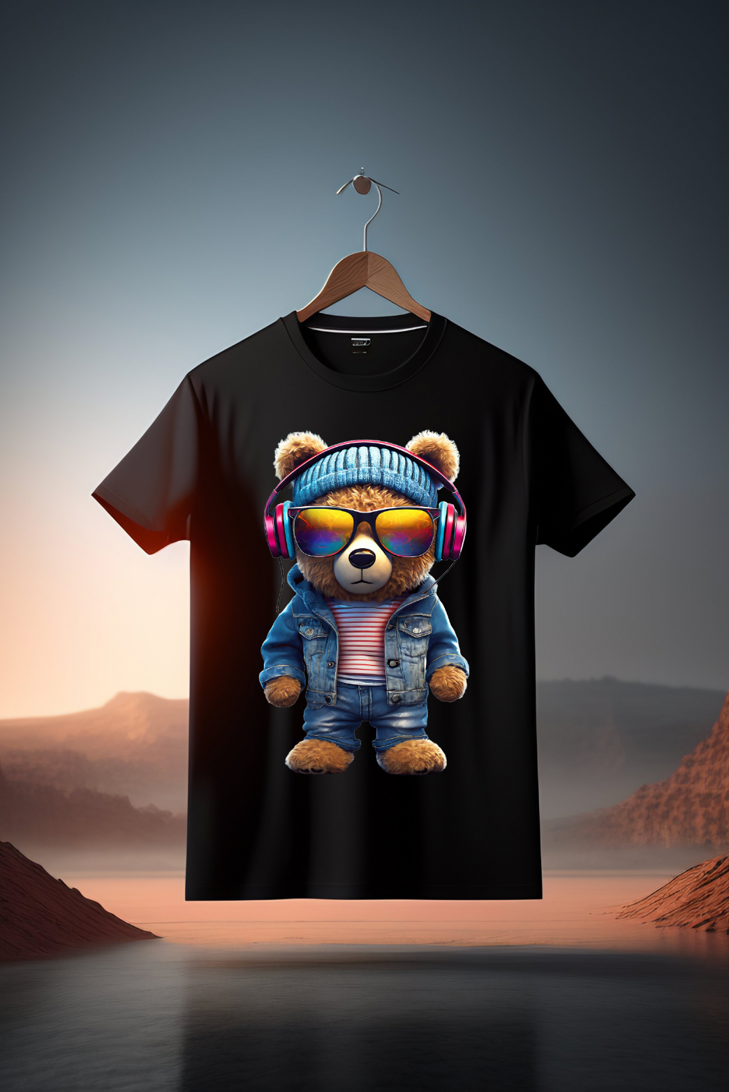 Camisetas exclusivas de osito de peluche con auriculares y gorro rosas | Grooveman Music