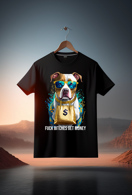 Camisetas exclusivas con la imagen de Pitbull Money Bag Splash | Grooveman Music