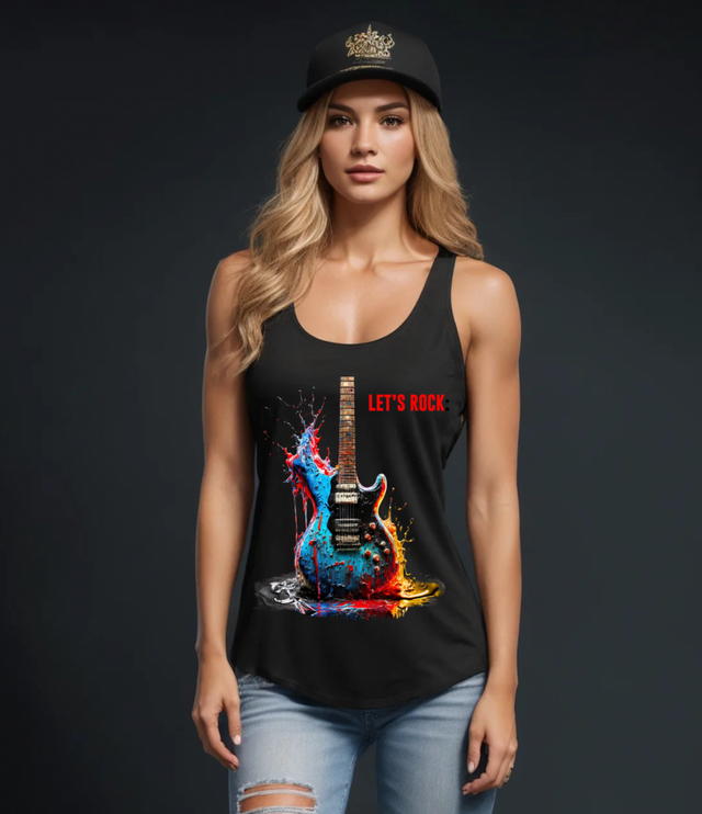 Camiseta sin mangas con la frase "Let's Rock" de la guitarra | Grooveman Music