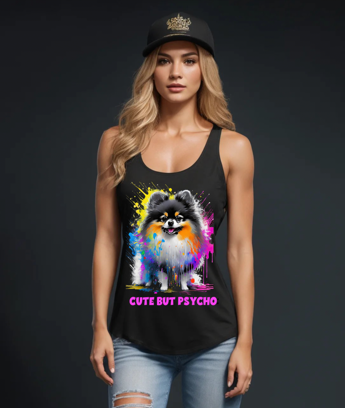 Camiseta sin mangas con el adorable pero psicópata Pomerania | Grooveman Music