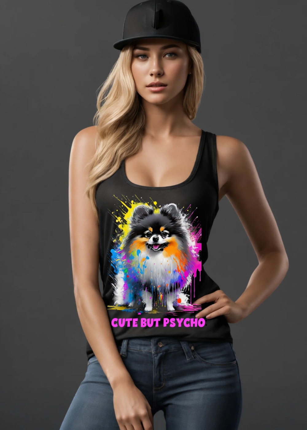 Camiseta sin mangas con el adorable pero psicópata Pomerania | Grooveman Music