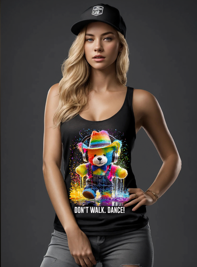 Camiseta sin mangas con el mensaje "Teddy Don't Walk". Baila | Grooveman Music