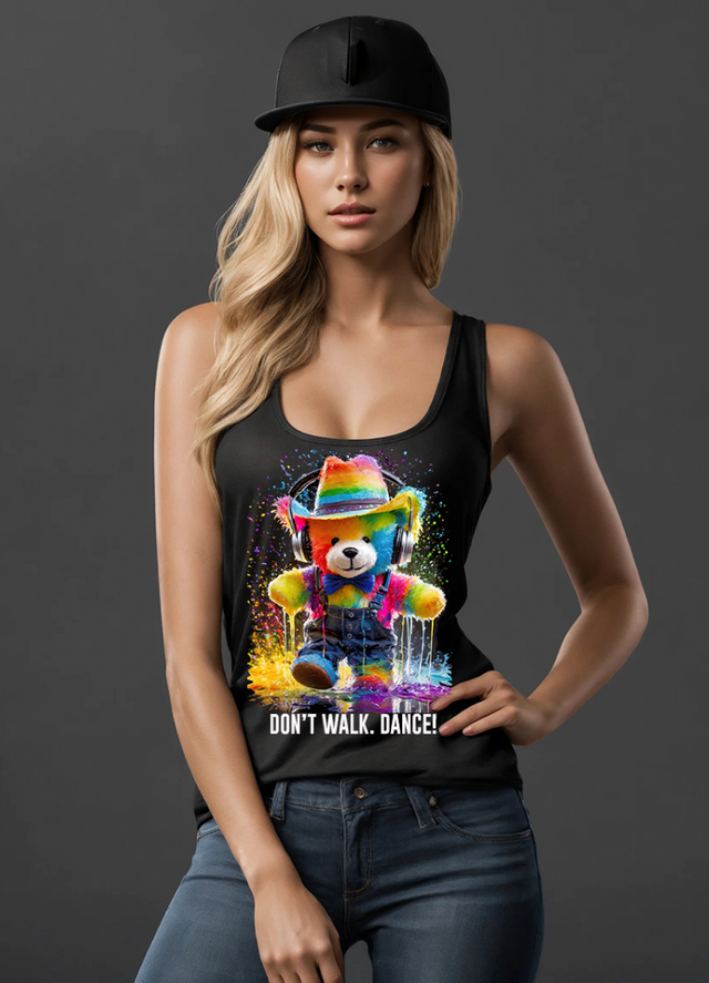 Camiseta sin mangas con el mensaje "Teddy Don't Walk". Baila | Grooveman Music