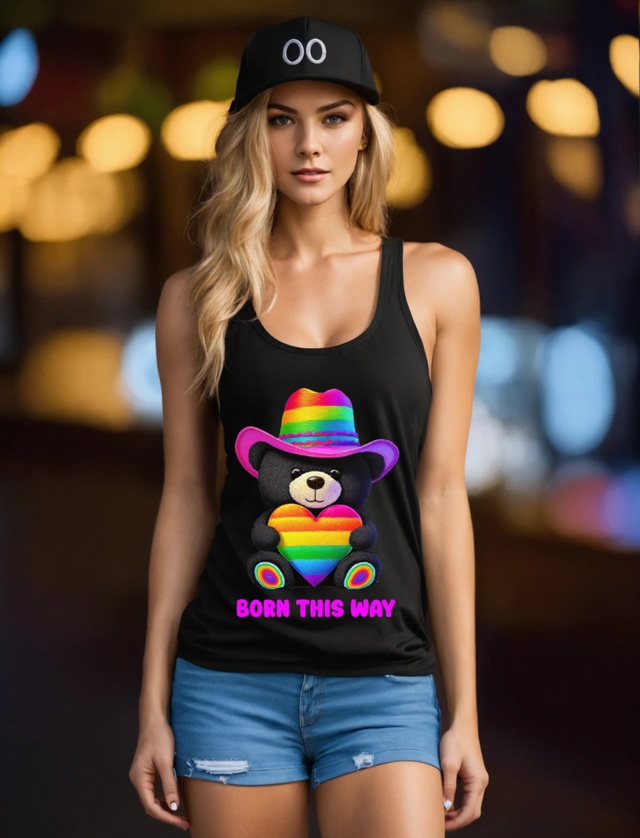 Camiseta sin mangas con el arcoíris "Teddy Born this Way" | Grooveman Music