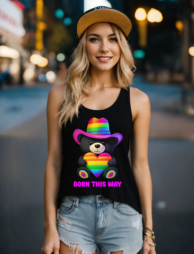 Camiseta sin mangas con el arcoíris "Teddy Born this Way" | Grooveman Music