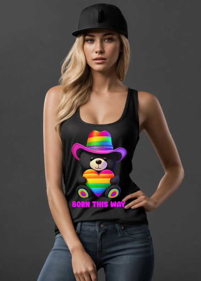 Camiseta sin mangas con el arcoíris "Teddy Born this Way" | Grooveman Music