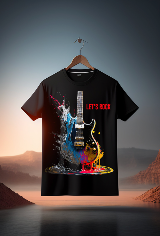 Camisetas exclusivas con diseño de guitarra eléctrica Let's Rock | Grooveman Music