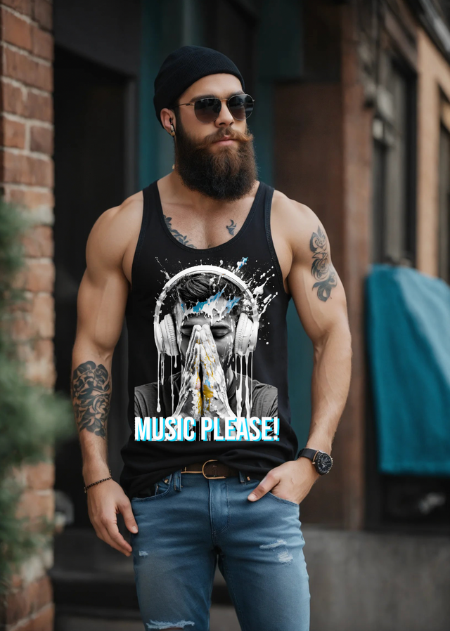 Camiseta sin mangas exclusiva con diseño artístico Praying Hands Music Please | Grooveman Music