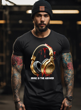 Music is the Answer Headphones Gold Exclusive T-Shirts | Grooveman Music