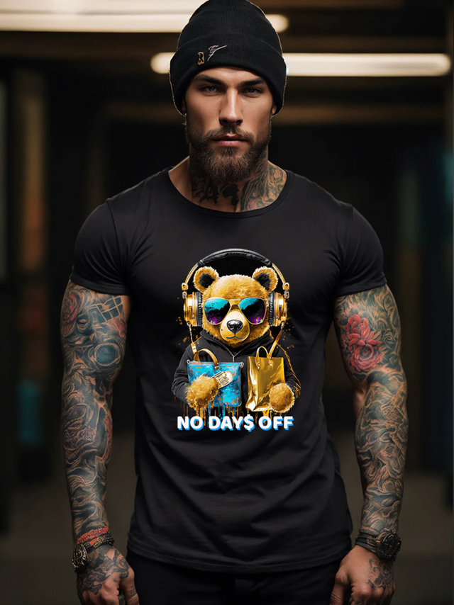 Camisetas exclusivas doradas con la bolsa de dinero de Teddy No Days Off | Grooveman Music