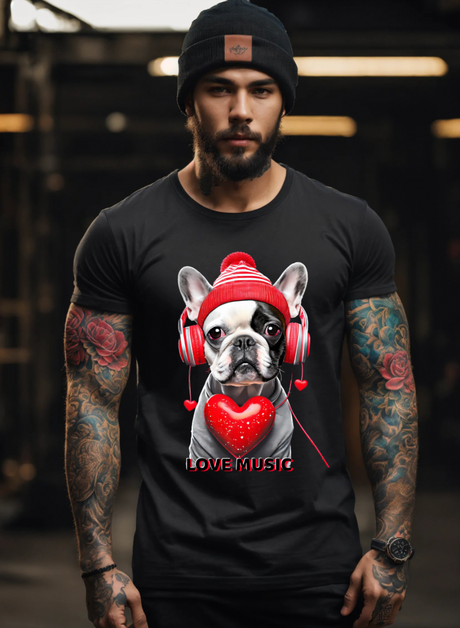 Frenchie Love Music Art Exclusive T-Shirts | Grooveman Music