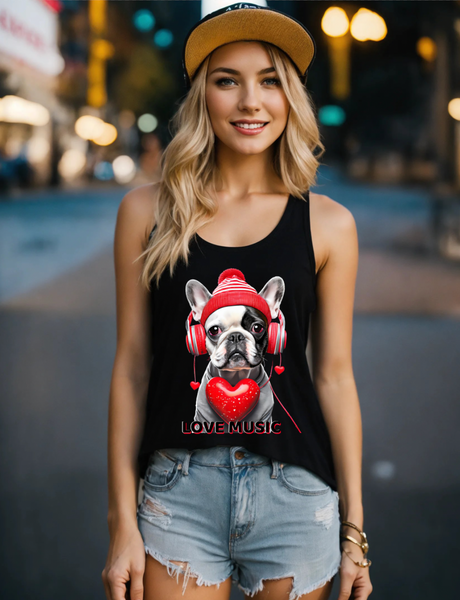 Frenchie Love Music Art Exclusive Tank Top | Grooveman Music