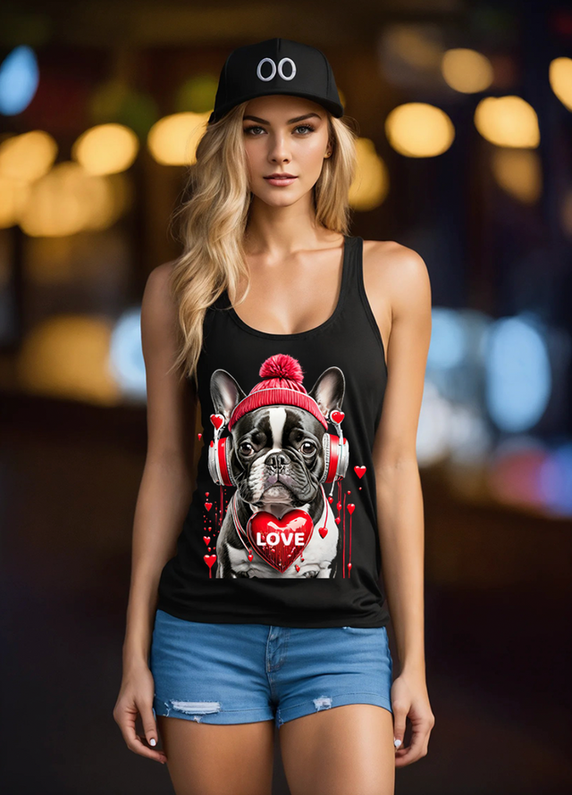 Camiseta sin mangas exclusiva con el mensaje Frenchie Love Art | Grooveman Music