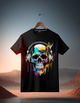 Camisetas exclusivas con arte en azul y amarillo de calaveras | Grooveman Music