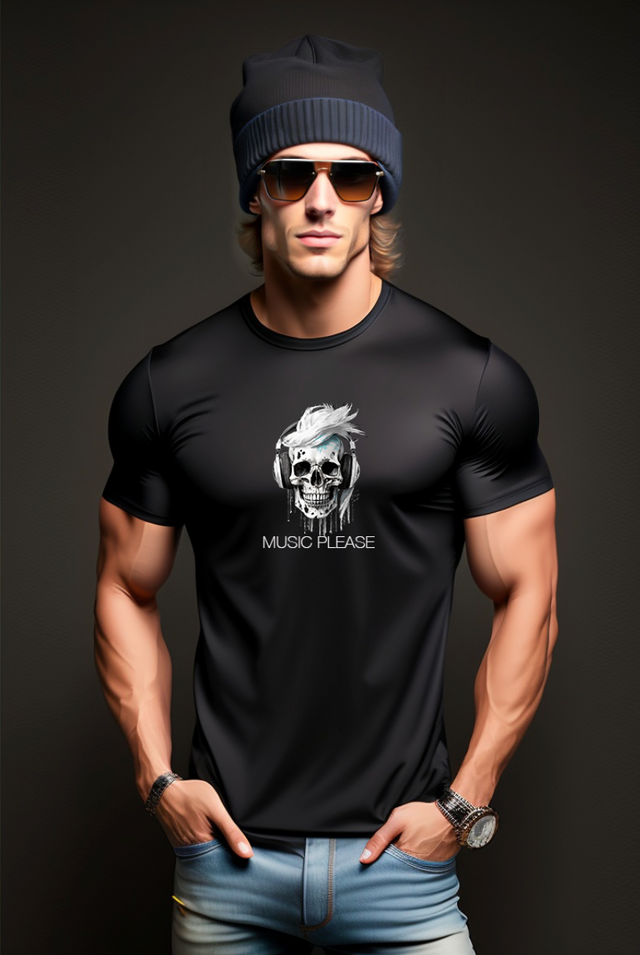 Camisetas exclusivas de la colección Skull Music Please Black | Grooveman Music