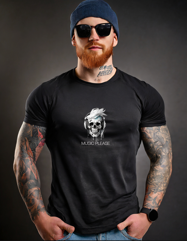 Camisetas exclusivas de la colección Skull Music Please Black | Grooveman Music