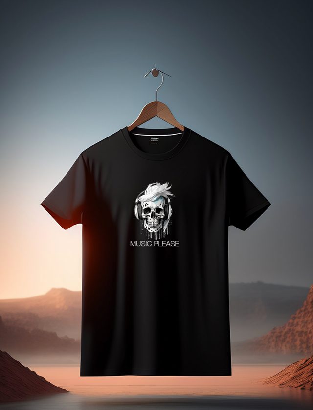 Camisetas exclusivas de la colección Skull Music Please Black | Grooveman Music