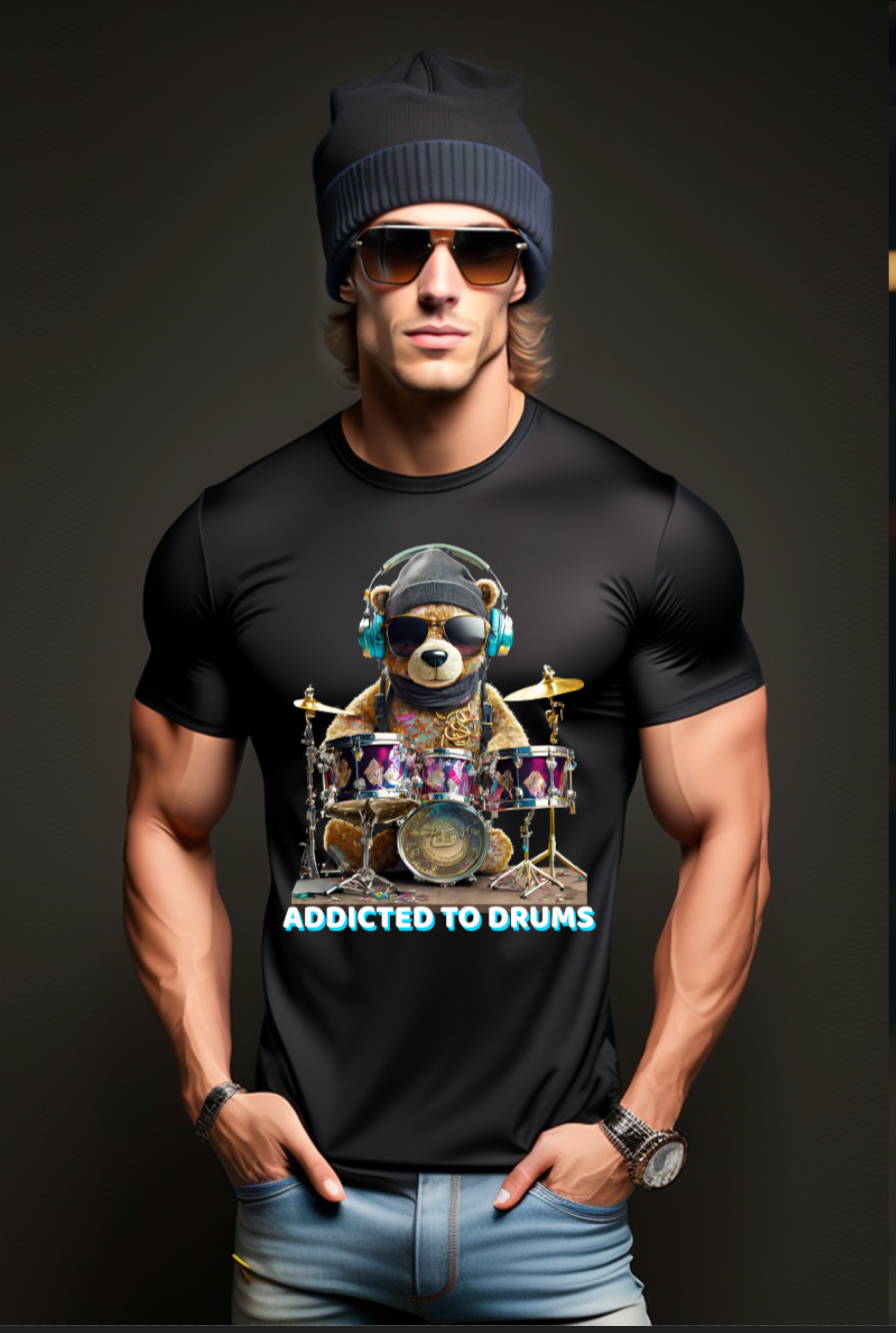 Camisetas exclusivas de arte de Teddy Addicted to Drums | Grooveman Music