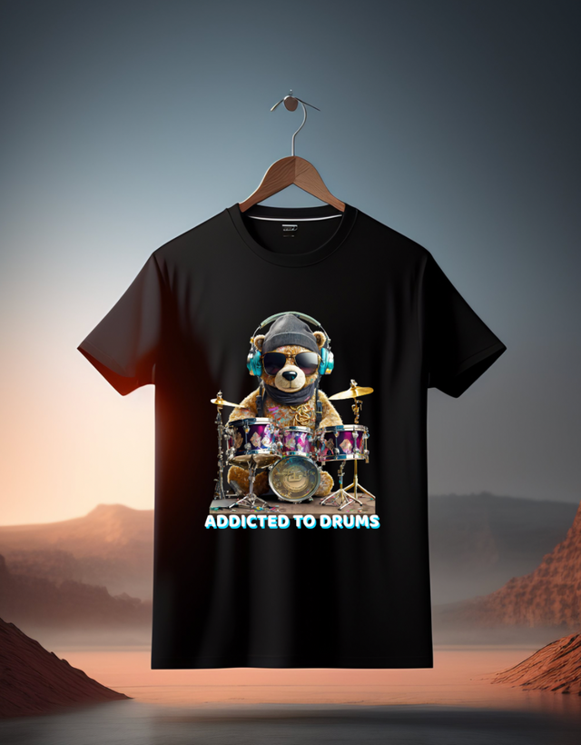 Teddy Addicted to Drums Art Exclusive T-Shirts | Grooveman Music