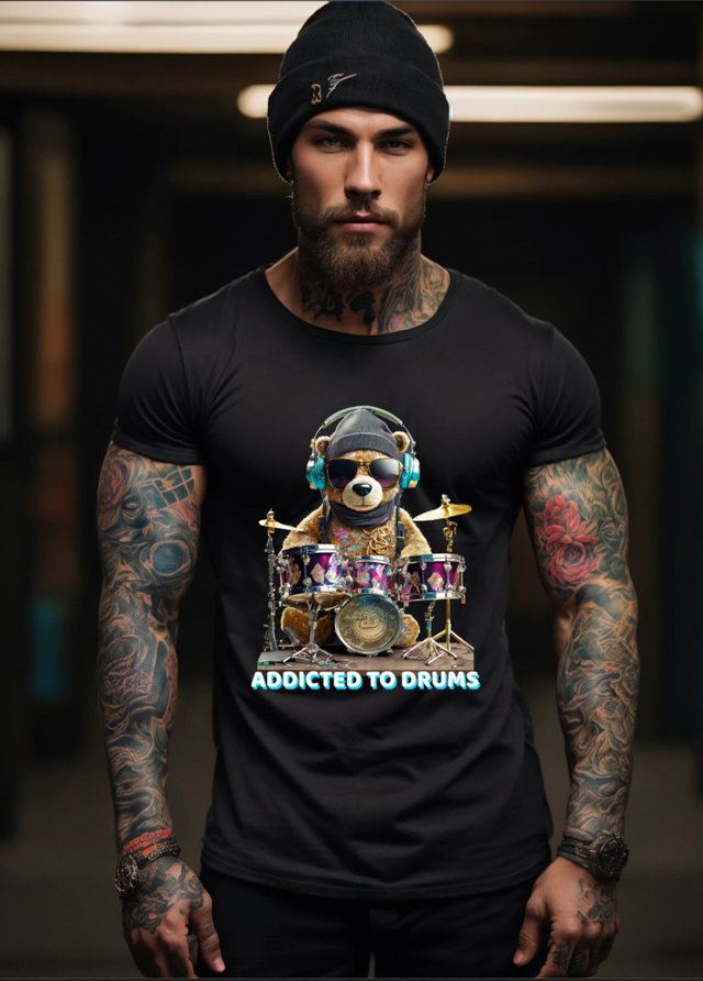 Camisetas exclusivas de arte de Teddy Addicted to Drums | Grooveman Music