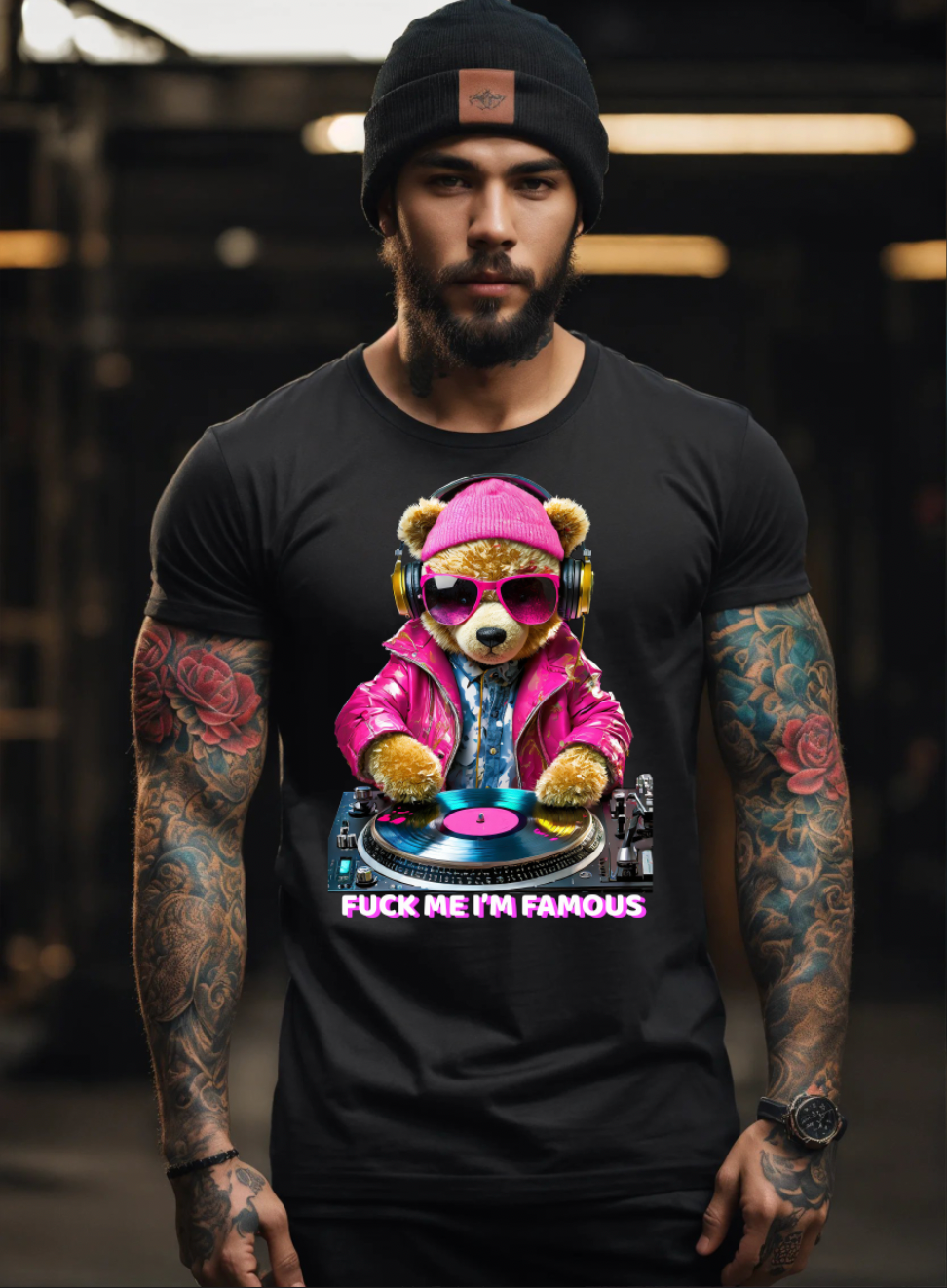 Camisetas exclusivas con el logo de Teddy DJ Fuck me I'm Famous | Grooveman Music