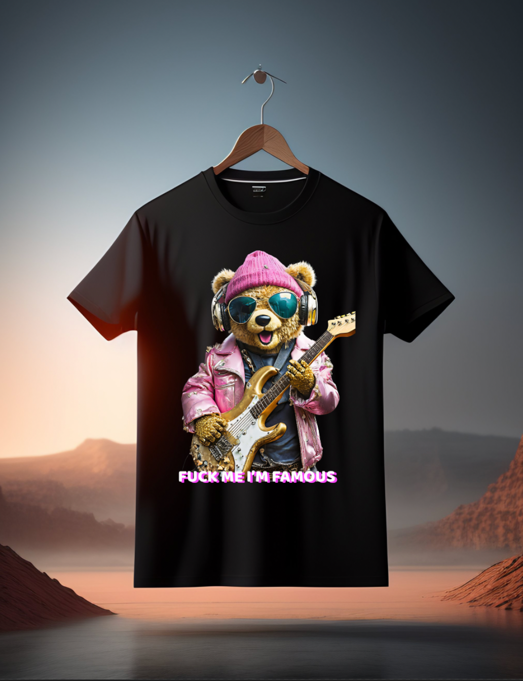 Teddy Guitar Fuck me I'm Famous Art Exclusive T-Shirts | Grooveman Music