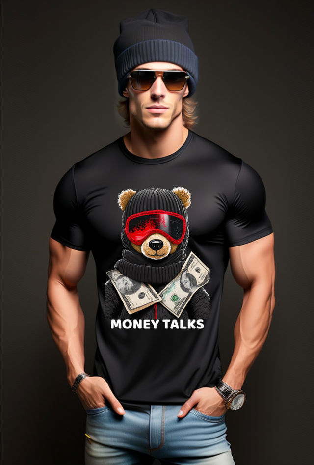 Camisetas exclusivas de Teddy Sky Mask Money Talks Art | Grooveman Music