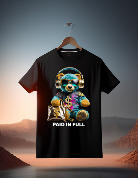 Camisetas exclusivas con el logo de Teddy Blue Paid in Full Art | Grooveman Music