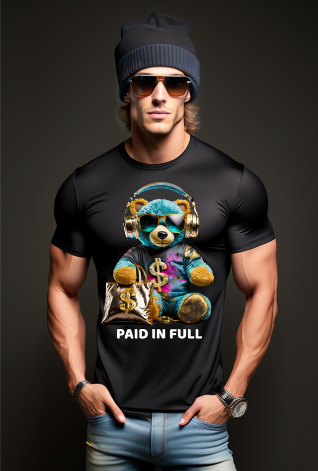 Camisetas exclusivas con el logo de Teddy Blue Paid in Full Art | Grooveman Music