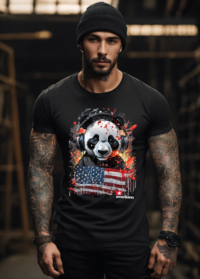 Camisetas exclusivas de Amerikano TM con la bandera de Panda | Grooveman Music