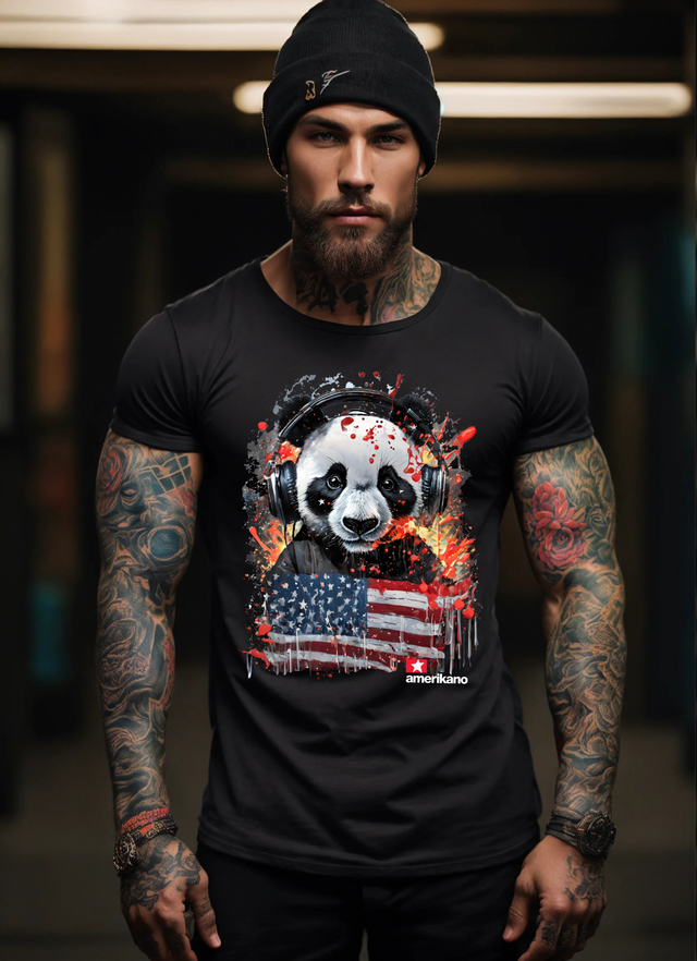 Camisetas exclusivas de Amerikano TM con la bandera de Panda | Grooveman Music