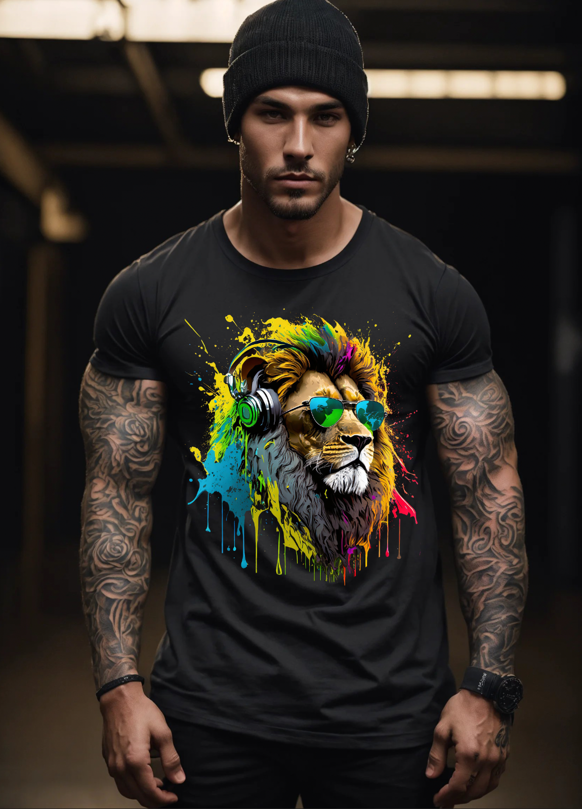 Camisetas exclusivas con arte jamaiquino del león | Grooveman Music