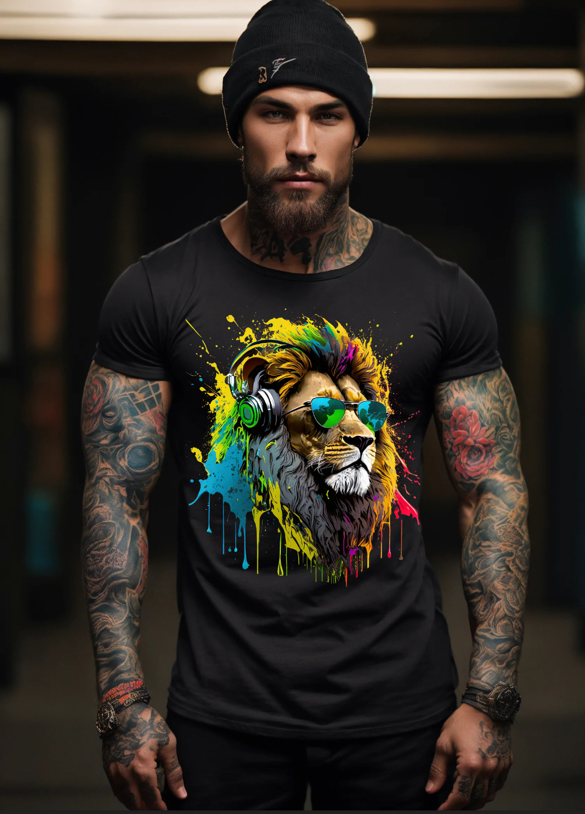 Camisetas exclusivas con arte jamaiquino del león | Grooveman Music