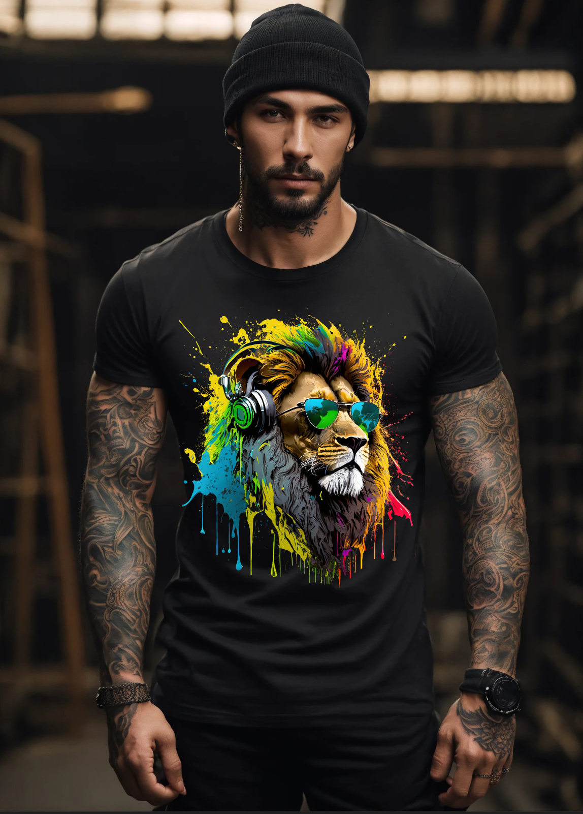 Camisetas exclusivas con arte jamaiquino del león | Grooveman Music