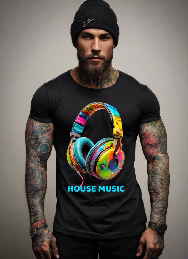 Headphones House Music Art Exclusive T-Shirts | Grooveman Music