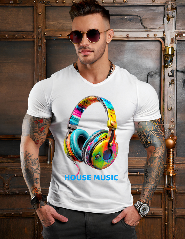 Headphones House Music Art Exclusive T-Shirts | Grooveman Music