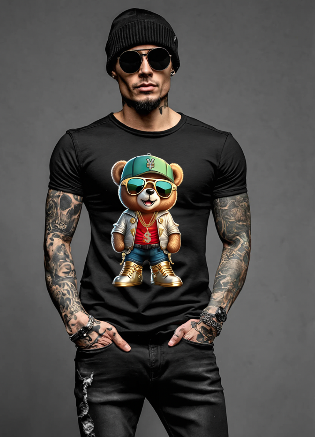 Camisetas exclusivas con el diseño de collares de dinero de peluche | Grooveman Music