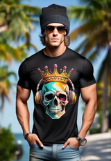 Skull King with Headphones Art Exclusive T-Shirts | Grooveman Music