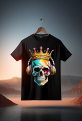 Skull King with Headphones Art Exclusive T-Shirts | Grooveman Music