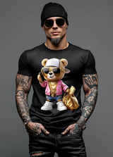 Camisetas exclusivas con diseño de osito de peluche con chaqueta rosa y teléfono | Grooveman Music