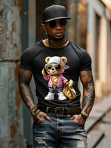 Camisetas exclusivas con diseño de osito de peluche con chaqueta rosa y teléfono | Grooveman Music