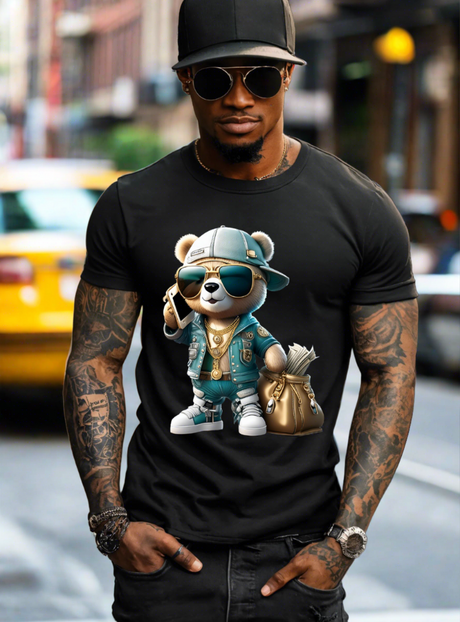 Teddy with Phone Teal Jacket Art Exclusive T-Shirts | Grooveman Music