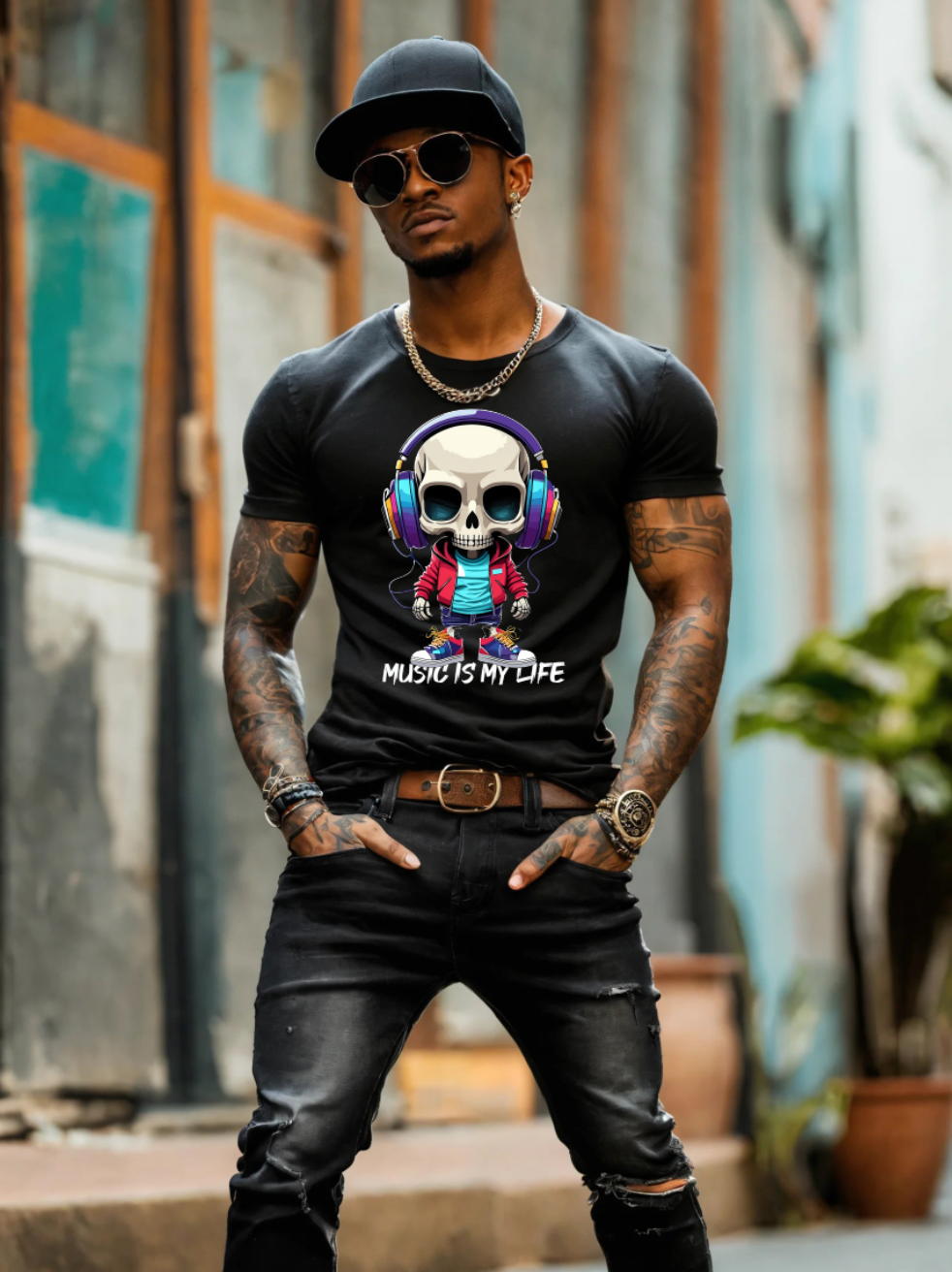 Dj SkullBoy Music is my Life Art Exclusive T-Shirts | Grooveman Music