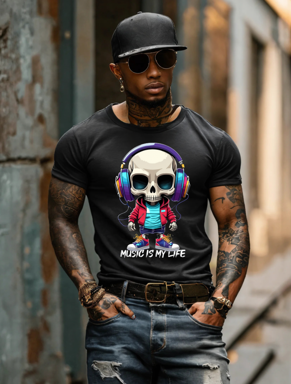 Dj SkullBoy Music is my Life Art Exclusive T-Shirts | Grooveman Music