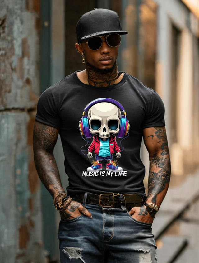 Dj SkullBoy Music is my Life Art Exclusive T-Shirts | Grooveman Music