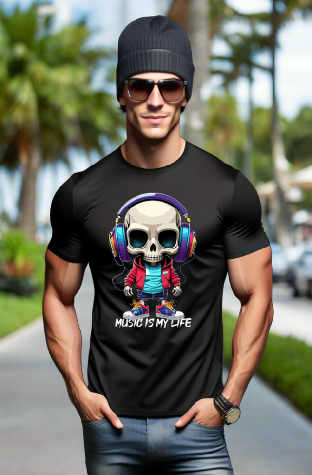 Dj SkullBoy Music is my Life Art Exclusive T-Shirts | Grooveman Music