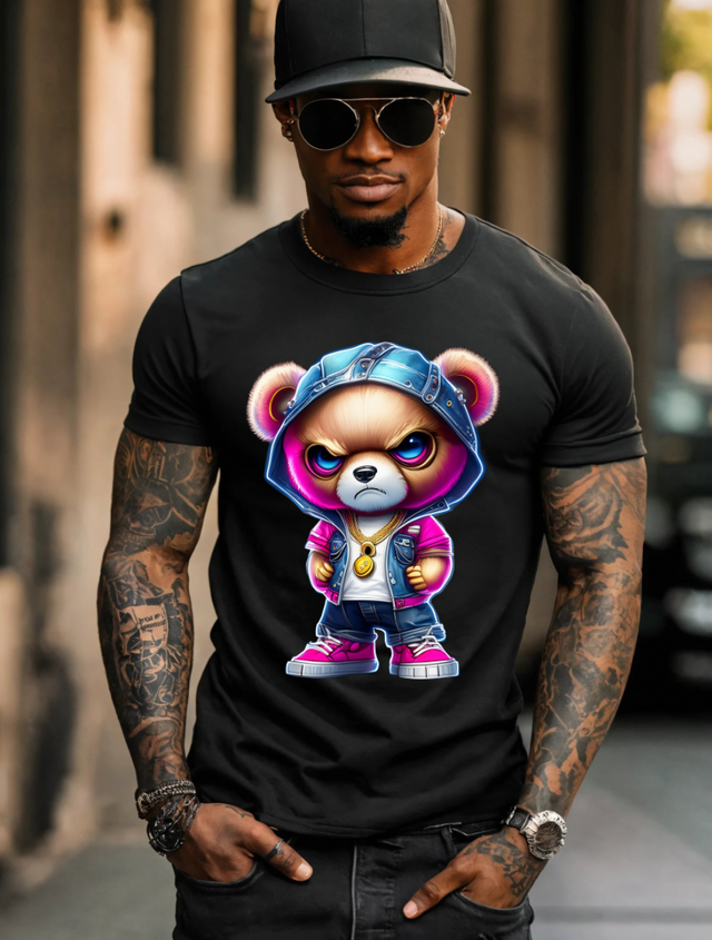 Teddy Angry Pink Art Exclusive T-Shirts | Grooveman Music