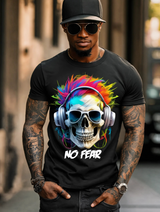 Camisetas exclusivas con el tema Skull No Fear Art | Grooveman Music TM