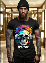 Camisetas exclusivas con el tema Skull No Fear Art | Grooveman Music TM