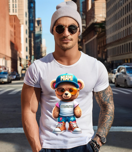 Teddy Miami Art White Collection T-Shirt - Unique and Exclusive Design | Grooveman Music TM"